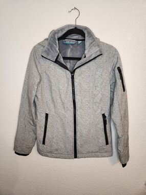 Free Country Womens Softshell Jacket Full Zip Gray Size S Fleece Lined